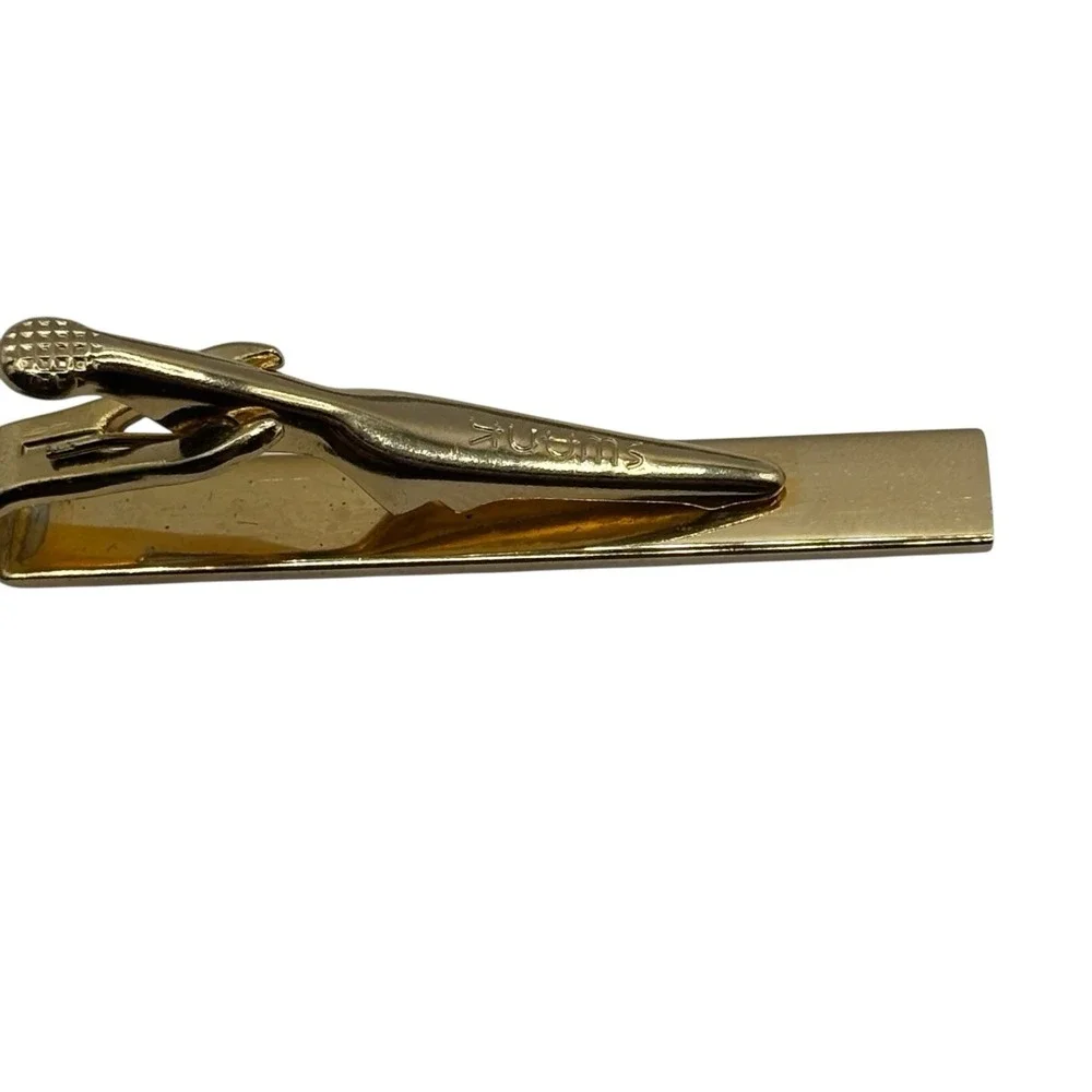 Vintage Swank Cufflinks Tie Bar Set Gold Tone Metal Mother Of Pearl‎ Rectangle